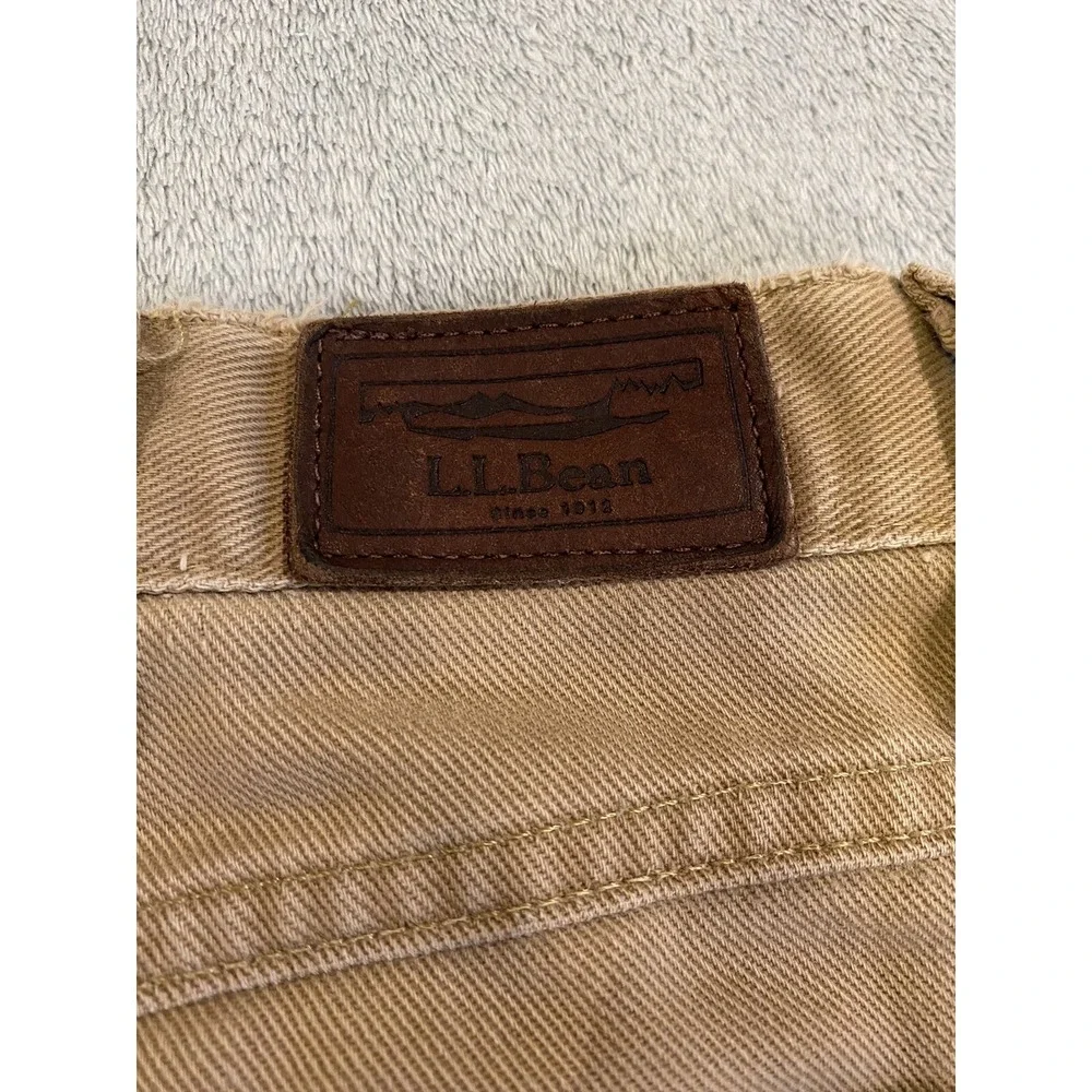 LL Bean Pants Mens 36 Beige Tan Cotton Flannel Lined Khakis Slacks 36x29